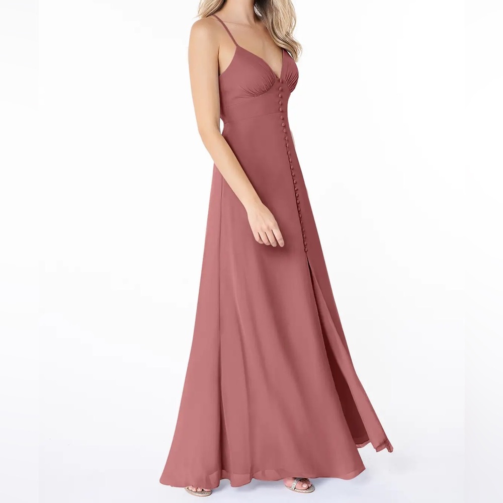 Azazie Women’s Alaya Ready to Ship Dusk Bridesmaid Dresses Size 6 in Desert Rose